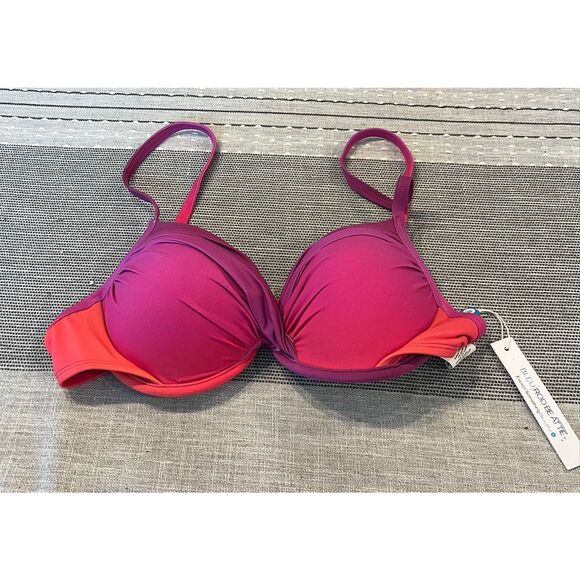 Bleu Rod Beattie Purple Crush Red Ombré Moulded Cup Bikini Top - 6 - Picture 1 of 5